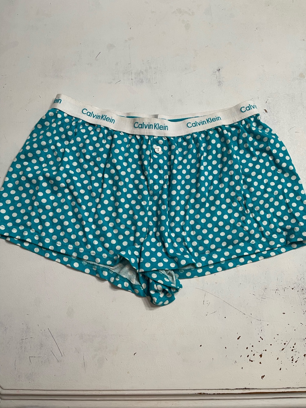 Calvin Klein Women’s large Teal Polka Dot Lounge Shorts